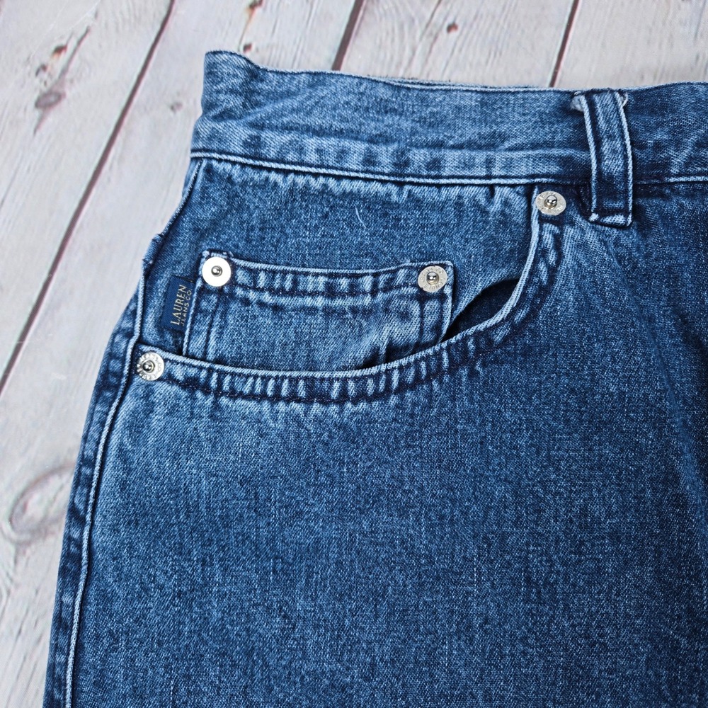 Lauren Jeans Co Ralph Lauren Blue Denim Maxi Skirt‎ Raw Hem Size 14 - Picture 5 of 8